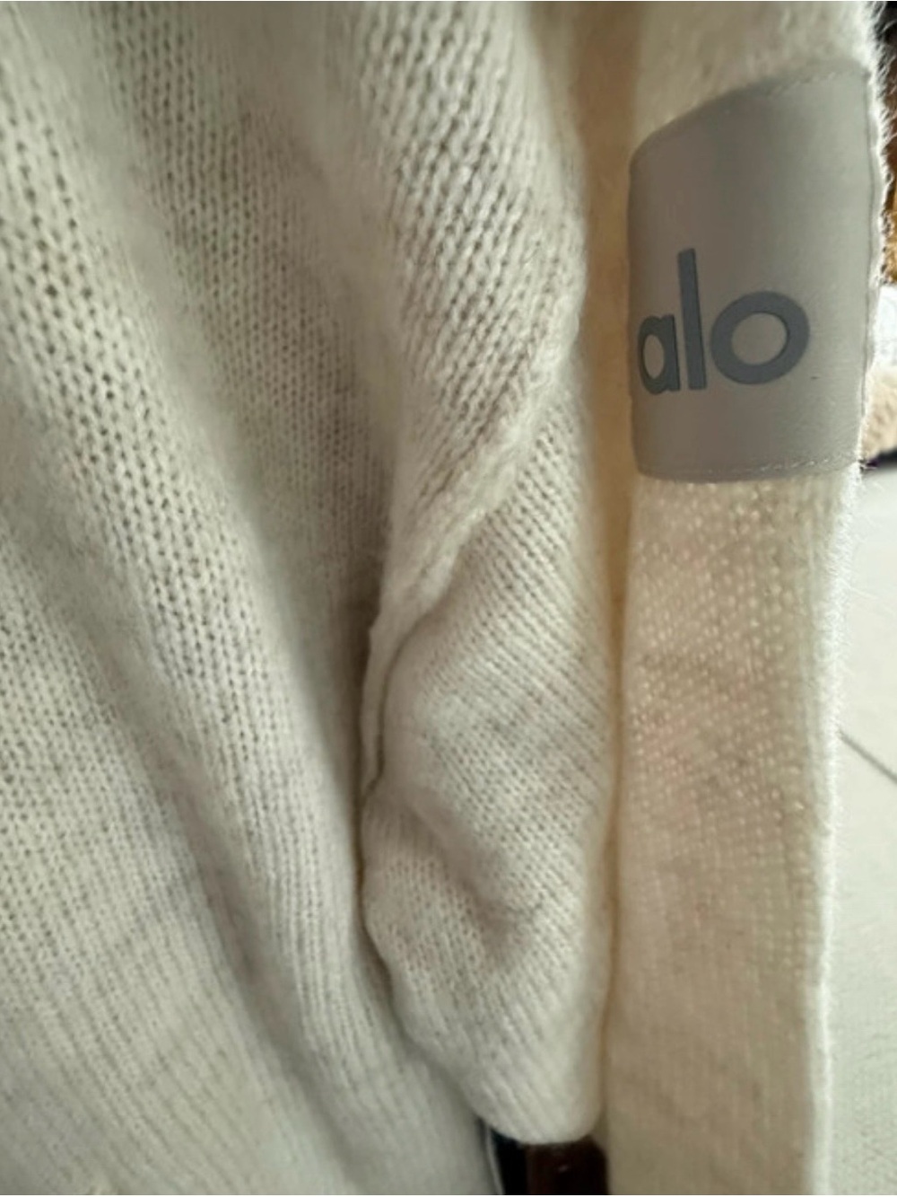 ALO Yoga Cream Cashmere/Wool Knit Women's Hoodie Sweater Cardigan retail 348